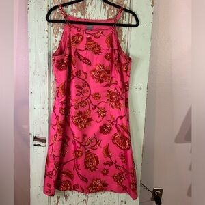 Ann Taylor pink silk mini floral dress with adjustable straps sz 12 Preloved